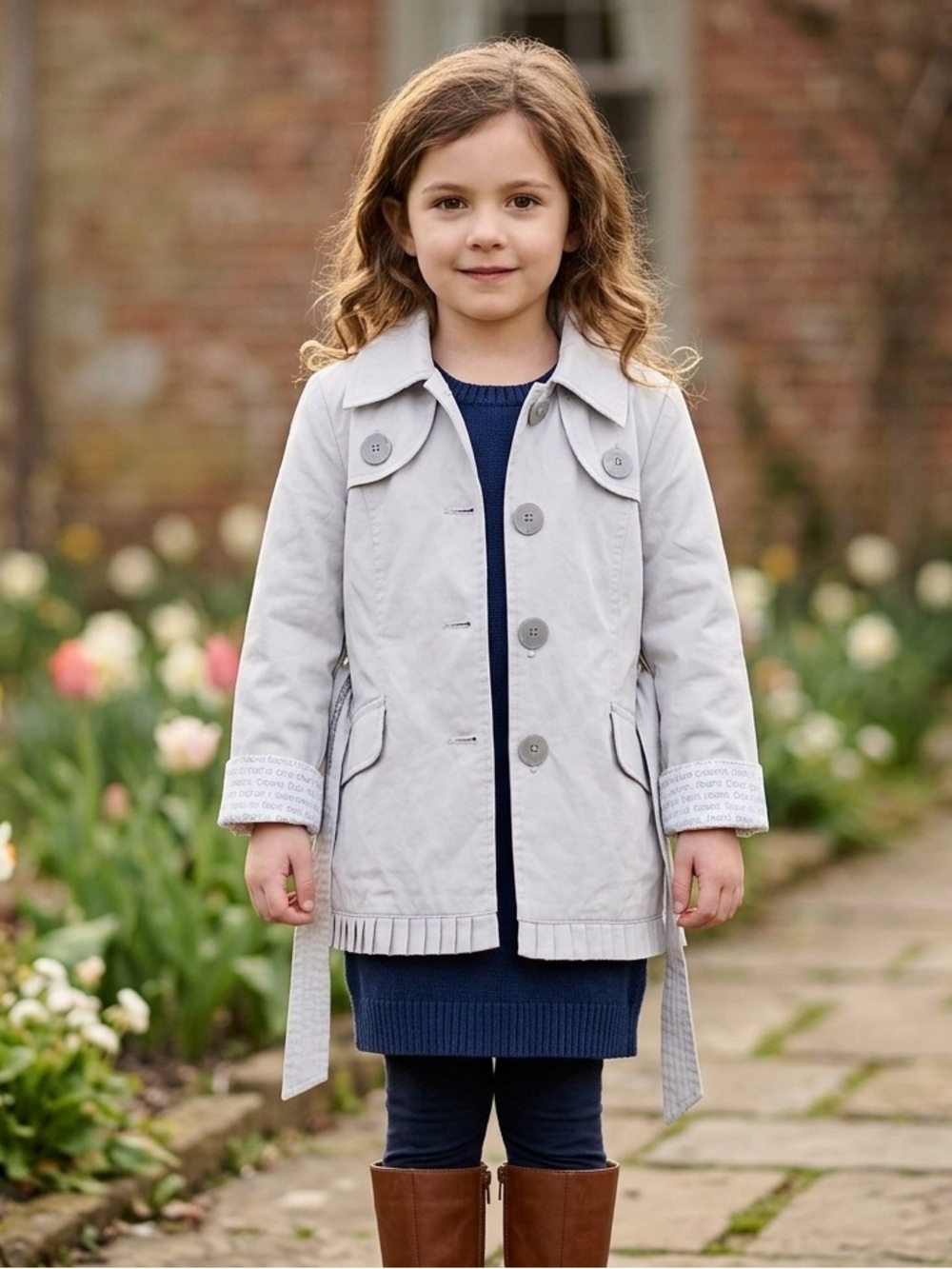 {Calvin Klein Jeans} Girls Light Gray Trench Coat Jacket Size S (6/6X)